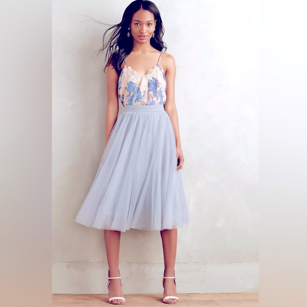 Anthropology Tulle Midi Skirt